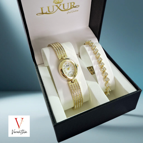 RELOJ LUXUR + PULSERA + ESTUCHE DAMA